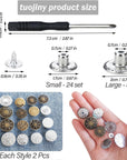 32 Sets Jeans Buttons Replacement, 17 Mm and 20 Mm No-Sew Removable Metal Buttons Replacement Repair Combo Thread Rivets and Screwdrivers in Storage Box, Women and Men'S Jeans Clothing Supplies