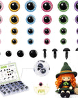 Upgraded Glitter Safety Eyes 324 Pcs 6-24Mm Safety Eyes for Crocheting with Washers and Size Tools Large Crochet Safety Eyes for Amigurumi Gift for Crochet Lovers Halloween Decorations