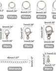 830Pcs Jewelry Making Findings Stainless Steel, 680Pcs 5 Styles Jump Rings 90Pcs 3 Styles Lobster Claw Clasps 30Pcs 40Mm Extender Chains 30Pcs Chain Drop for DIY Bracelet Necklace