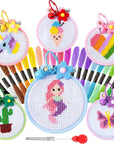 6 Sets Cross Stitch Kits for Kids Embroidery Kit for Beginners Embroidery Stitches Practice Kit Beginner Embroidery Kit Starters Cross Stitch Kits Stamped Needlepoint Kits for Beginners