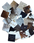 Cowhides Nice Variety 15 Pieces Hair on Cow Hide Scrap Leather Hide Remnant (15), Multi Color, 6X6