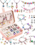 Charm Bracelet Making Kit - Girls 120 Pcs DIY Beaded Jewelry Making Kit, Unicorn & Mermaid Gifts for Girls Toys Crafts for Teen Girls Ages 5 6 7 8-12, with a Portable Bracelet Organizer Box