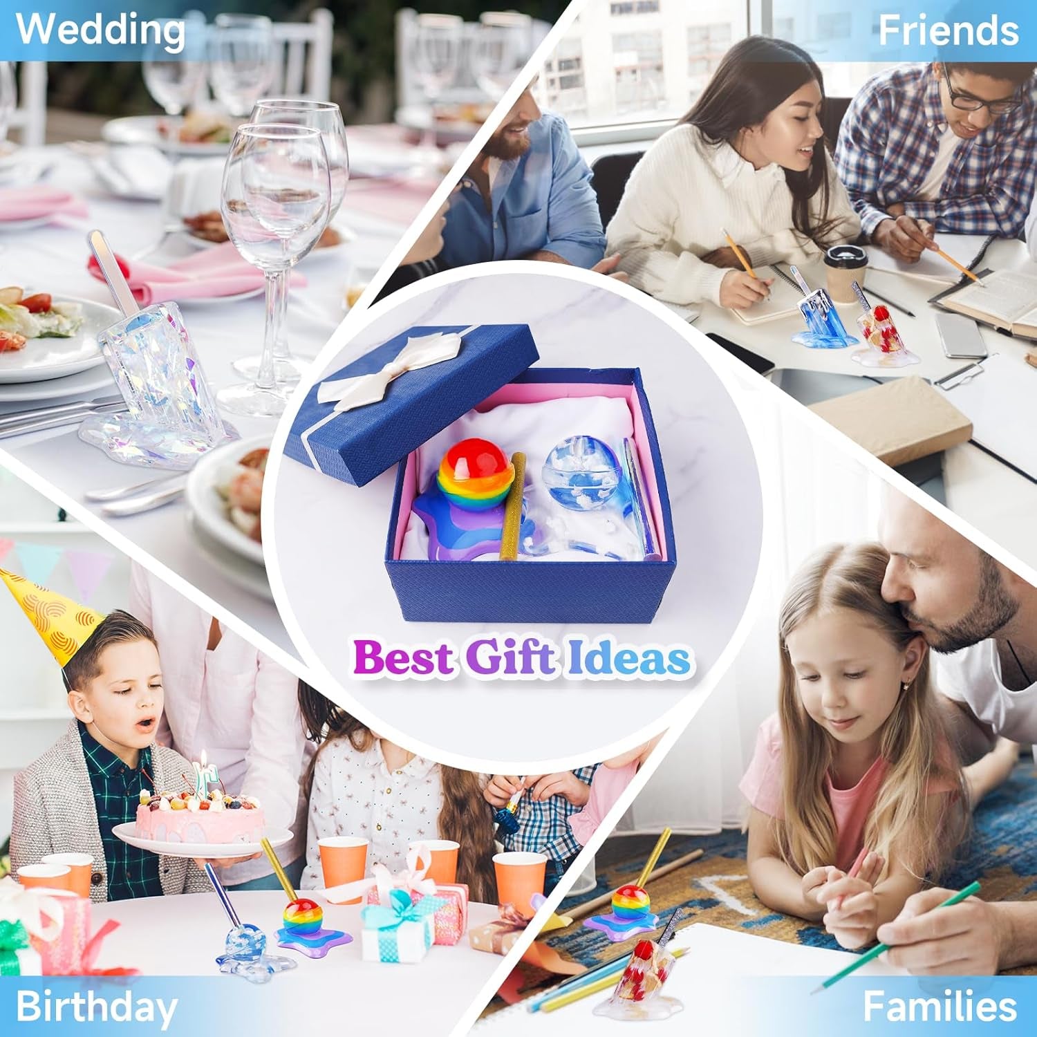 Melted Ice Lolly Resin Epoxy Molds, Silicone Molds for Crafts, Pop and Candy Shape with 10Pcs Sticks, DIY Melting Sculpture, Summer Ornaments