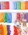 Slime Foam Beads Floam Balls – 18 Pack Microfoam Beads Kit 0.1-0.14 and 0.28-0.35 Inch Colors Rainbow Fruit Beads Craft Add Ins Homemade DIY Kids Ingredients Flome Styrofoam Supplies Big