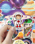 65Pcs Space Vinyl Stickers Pack for Laptop Water Bottle, Solar System Stars Planets Waterproof Stickers for Kids Teachers Students, Astronaut Galaxy Stickers for Scrapbook Luggage