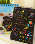 16 Pack Scratch Notebooks, Rainbow Scratch Note Combo Art Set, Magic Scratch Painting & Sketch Art Notes Drawing Notepads for Kids - Includes Drawing Stencil and Wooden Stylu with Each Note