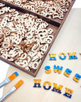592 Pieces 1/2 Inch Mini Wooden Alphabet Letters and Unfinished Wood Numbers with Rustic Storage Tray for Scrapbooking DIY Crafts Homemade Gifts