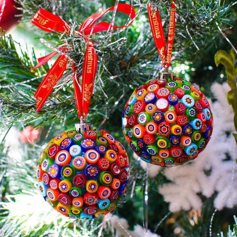 Millefiori Glass Mosaic Tiles for Crafts, Mosaic Glass Pieces,No-Hole Millefiori Glass Beads, Mosaic for Christmas Ornaments,Mosaic Jewelry