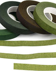 4 Rolls 1/2" Wide Floral Tapes for Bouquet Stem Wrapping and Floral Crafts,Wedding Bouquet,Dark Green,Light Green,Grass Green,Dark Brown