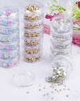 6 Sets 6 Layer Stackable Plastic Containers, 10G/10ML Clear Cosmetic Storage Box round Organizer Jars for Beads, Buttons, Small Jewelry Findings