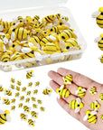 Tiny Resin Bees for Crafts, 50 Pcs Plastic Bumble Bee Decor for DIY Wreath Embellishments and Bee Themed Party Supplies Baby Shower Birthday Table Decoration