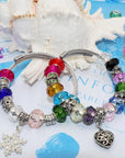 Large Hole Glass Beads Murano Glass Beads Assorted Faceted European Lampwork Spacer Loose Bracelets Beads Silver Plated Cores Charms for DIY Crafts Jewelry Making 50 Pcs Mixed