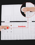 Watercolor Palette Folding Paint Tray Plastic Painting Pallet with 33 Compartments, Thumbhole and Brush Holders, White