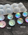 2Pcs Silicone Resin Molds for Jewelry Keychain Pendent Necklace, Cute Animal Orbs Piglet Chicken Bear Shape Ornaments Casting Molds for UV Resin Crafts, DIY Jewelry Making (Mirror & Matt)