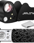 2 Pack Jewelers Loupe, 30X 60X 90X Illuminated Jewelers Eye Magnifier and Magnifying Glass Loop with UV Black Light and Bright LED Light for Gems, Jewelry, Diamond, Coins, Stamps (Black)