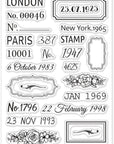 Date Postcode Clear Stamps City Name Silicone Stamps Label Flower Frame Transparent Rubber Seal Stamps for Card Making DIY Scrapbooking Crafting Photo Album Journal Decor