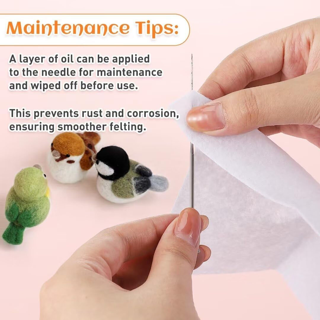 Needle Felting Tools - 134Pcs Felting Kits for Beginners Adults, 3 Sizes 102 Pcs Wool Felting Needles & 3 Wooden Handle for Making Felt Animals Doll Painting Handicraft Gifts