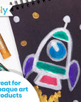 Twisty Stix, 12 Pack of Oil Pastel Crayons for Kids & Black Sketchbook, Twisting Oil Pastels for Kids Make Less Mess than Non Twistable Crayons or Paint Sticks, Great for Toddler Artists
