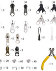 252 Pieces Zipper Repair Kit Replacement Zipper, Zipper Pulls, Installation Tools for Bags Tents Luggage Sleeping Bag Jacket Outdoor