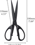 Black Office Scissors 7 Inch All Purpose Sharp Scissor Stainless Steel Blade Shears Straight ABS Handle Shear for Paper, DIY Craft, Office, School, Home