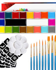 Face Paint,20 Colors Face Paint - Face Painting Kit,Water Based Face Painting Kit for Kids Party with 10 Brushes 5 Sticker Stencils and Paint Tray ,Body Paint for Kids and Adults Halloween Makeup