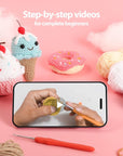 Crochet Kit for Beginners, 3Pcs Dessert Beginner Crochet Kit for Kids and Adults, Crochet Starter Kit DIY Knitting Kit with Step-By-Step Video Tutorial