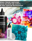 Alcohol Ink Blending Solution (4Oz) and Water Brush Pen (6Pk) - Watercolor Blending Brush Pens for Alcohol Ink Painting with Various Tips with Alcohol Blending Solution