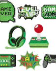 8 Pcs Video Game Embroidery Patches Green Pixelated Gaming Sew Iron on Embroidered Applique Repair Patch DIY Craft Accessories Gifts for Kids Boys Gamer Fans Enthusiasts Clothing Backpack Hat