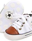 Unisex Baby Boys Girls High Top Sneaker Soft Anti-Slip Sole Newborn Infant First Walkers Canvas Denim Shoes