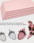 5 Pack 4X6 Pale Pink Rubber Stamp Carving Blocks Pink Rubber Carving Blocks Linoleum Block for Stamp Maker Printmaking Supplies