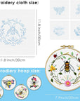5 Sets Embroidery Kit for Beginners, Art Craft Handy Sewing Set Bees and Flowers Patterns Cross Stitch Starter Kits, DIY Embroidery Kits with Patterns and Instructions Hoops Needles Threads
