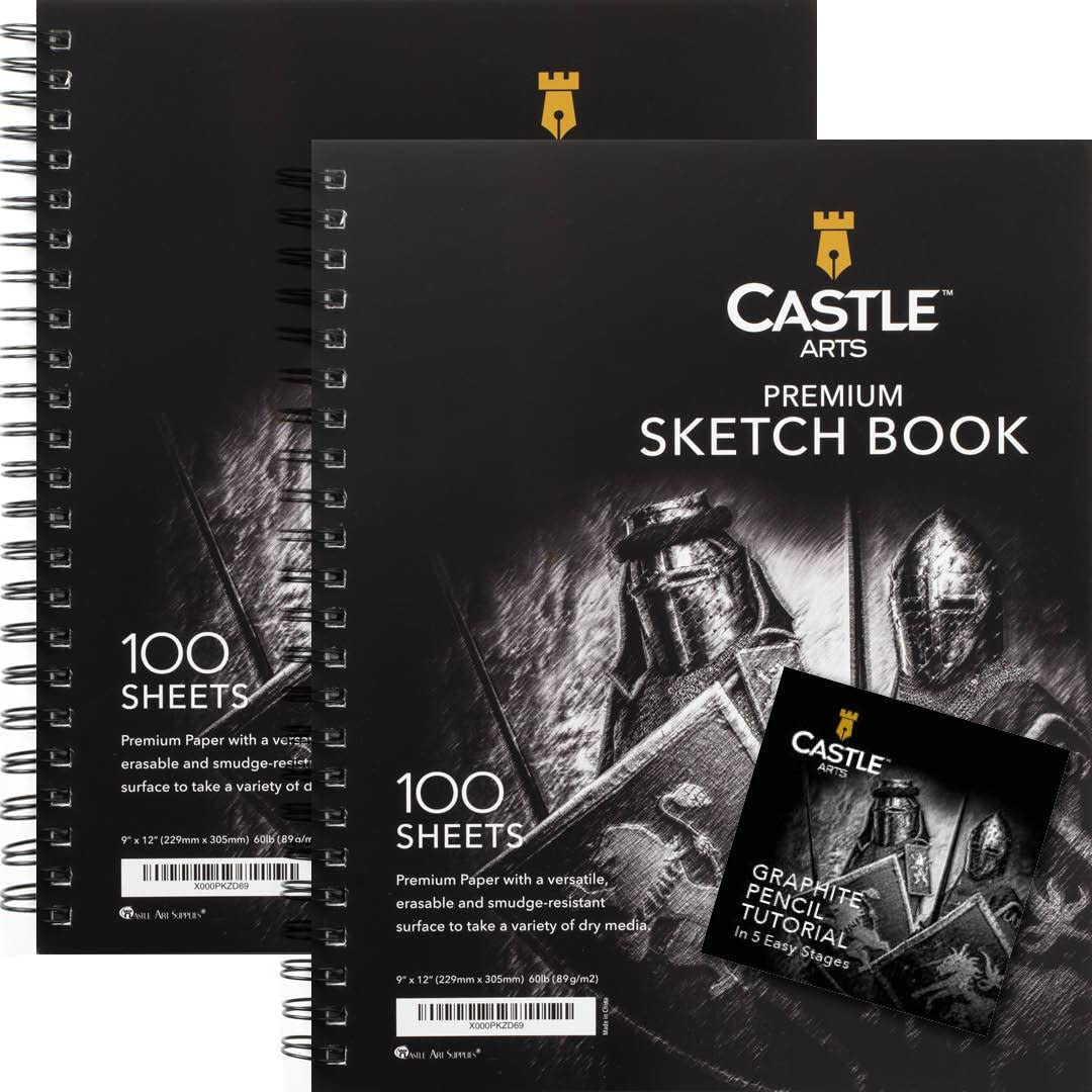 Premium Sketch Book 9In X 12In | Double Sketch Pad Pack | 200 Sheets of Quality 90Gsm Paper | for Adult Artists and Learners | Spiral Bound for Versatility