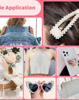 7 Sizes Self Adhesive Ivory White Hair Pearl Stickers, 2032 Pieces Stick on Pearls Gems for Hair, Face, Makeup, Eye, Crafts, Wedding