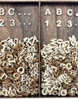 592 Pieces 1/2 Inch Mini Wooden Alphabet Letters and Unfinished Wood Numbers with Rustic Storage Tray for Scrapbooking DIY Crafts Homemade Gifts