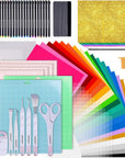 Accessories Bundle for Cricut Joy, 70Pcs Ultimate Accessories and Supplies with Adhesive Vinyl Sheets, Folded Card Stock, Card Mat, Weeding Tools, Crafting Starter Kit for Cricut Projects