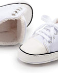 Unisex Baby Boys Girls High Top Sneaker Soft Anti-Slip Sole Newborn Infant First Walkers Canvas Denim Shoes