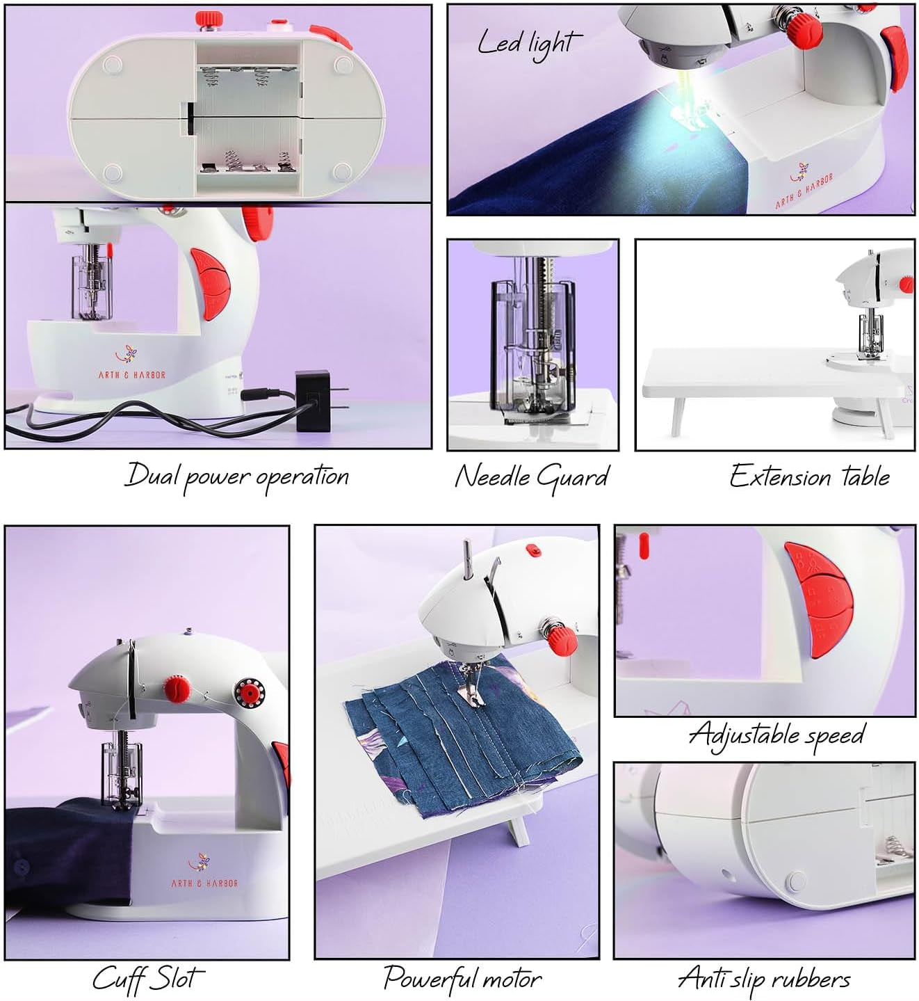 Mini Sewing Machine for Beginners Adult, 48-Piece Portable Sewing Machine, Dual Speed Small Sewing Machine, Adults and Kids Sewing Machine, Travel Beginner Sewing Machines with Sewing Kit and Book