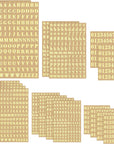 18 Sheets Small Letter Stickers Mini Numbers Stickers Letter Stickers Alphabet Number Stickers Self Adhesive Monogram Letters Scrapbook Lettering Stickers for Arts Craft Decors (Gold)