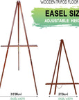 63" Wooden Tripod Artist Display Easel with Tray, A-Frame Adjustable Easel Stand for Wedding Sign, Foldable Easels for Painting Canvas, Display & Posters