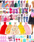 57 Pack Doll Clothes and Accessories 5 Fashion Dresses 4 Tops 4 Pants Outfits 3 Wedding Gown Dresses 3 Swimsuits Bikini 5 Mini Dresses, 10 Hangers 15 Shoes Computer Cosmetic for 11.5 Inch Doll