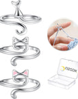 Crochet Rings for Crocheting Adjustable Crochet Tension Ring for Finger Cat Yarn Guide Ring Knitting Crochet Accessories with Box for Women 3Pcs