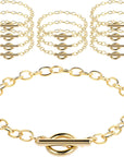 12 Pcs Bracelet Chains for Jewelry Making, Chain Bracelet for Women, Link Chain Bracelets with OT Toggle Clasp, Charm Bracelets for Jewelry Making (Gold)