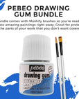Pebeo Drawing Gum Made in France - Masking Fluid for Watercolor Painting and Various Art Projects - Bundled with Applicator Brush Set