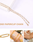 32Feet Gold Paperclip Chains Link Spool Bulk Necklace Length 7.6Mm Width 2.6Mm for Women Jewelry Necklace Bracelet Pendant Making, Golden