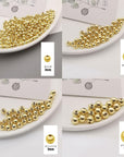 200 Pcs Mix 14K Gold Plated Beads Smooth Little round Spacer Beads Brass Long-Lasting Tarnish Resistant Seamless Loose Beads for DIY Bracelet Jewelry Making (3/4/5/6Mm-Gold)