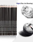 Drawing Sketch Pencil Set 14Pcs Sketching Pencils 12B 10B 8B 7B 6B 5B 4B 3B 2B B HB 2H 4H 6H Graphite Pencils for Kid Adults Artists Student Beginners Professional