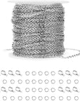 36 Feet Silver Stainless Steel Link Cable Chain with 20 Lobster Clasps and 30 Jump Rings for Men Women Jewelry Chain DIY Making, 2.0Mm