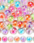 126 Pcs Shiny AB/UV Color Acrylic Faceted Beads 15Mm Beads 7 Colors Mixed Lots DIY Acrylic round Bubble Beads for Pen Jewelry Bracelet Making Gifts Beadable Pens Beads(Colorful)