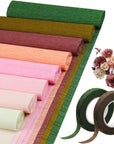 Crepe Paper Flowers, 8 Rolls Wide Crepe Paper Sheets with 2 Floral Tape, Crepe Paper Roll Decorative Party Streamer Flower DIY Kits for Festival Wedding Party Flower Making Supplies(Dried Rose Series)