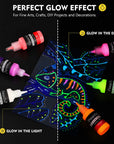 Acrylic Glow in the Dark Paint, 10 Bright Colours Liquid Luminous Paint, Neon Paints Glow in Dark for Painting, Halloween Decoration, DIY Crafts, 20 Ml Each